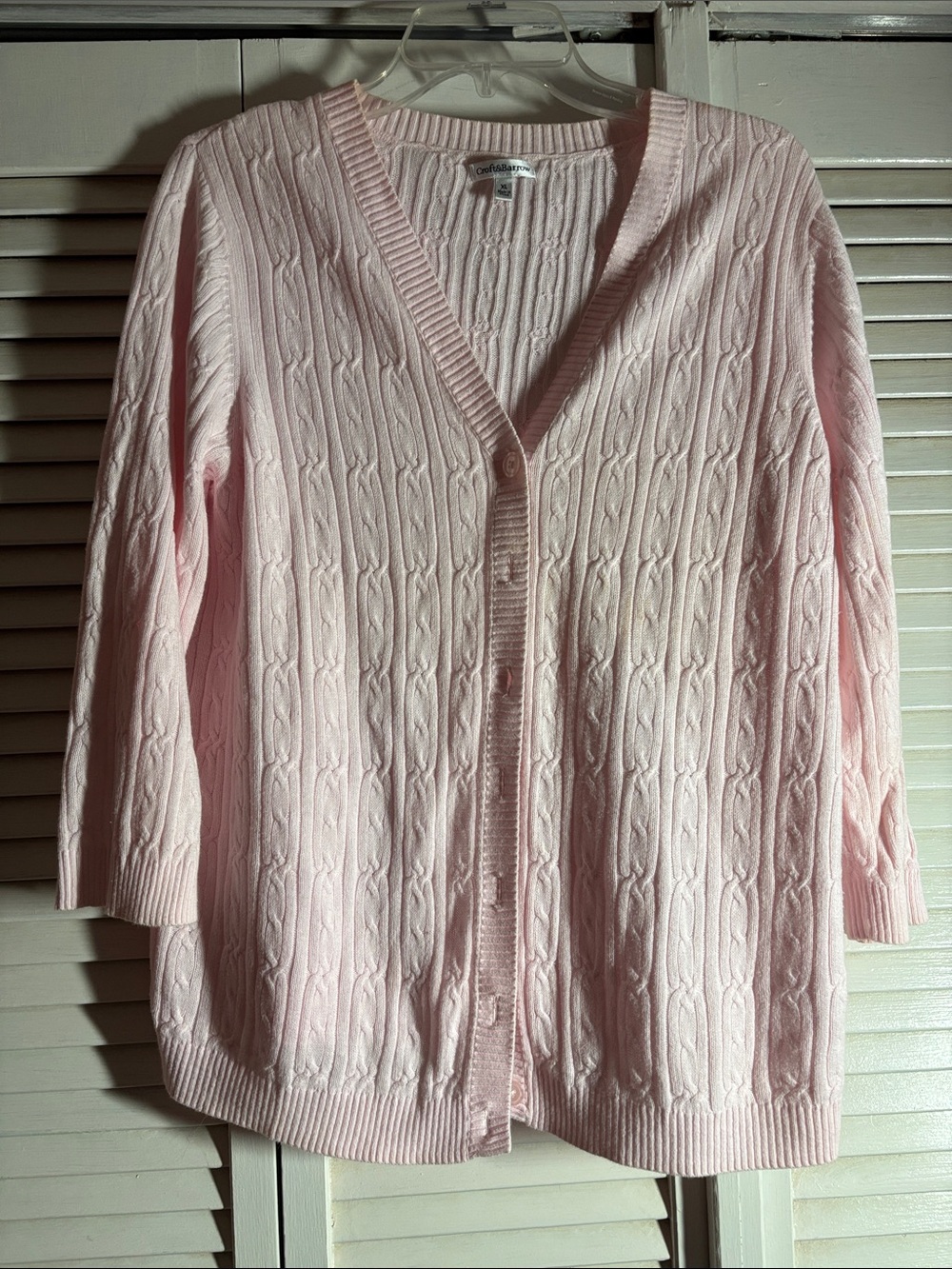 Classic Cable-Knit Pink Women's Cardigan